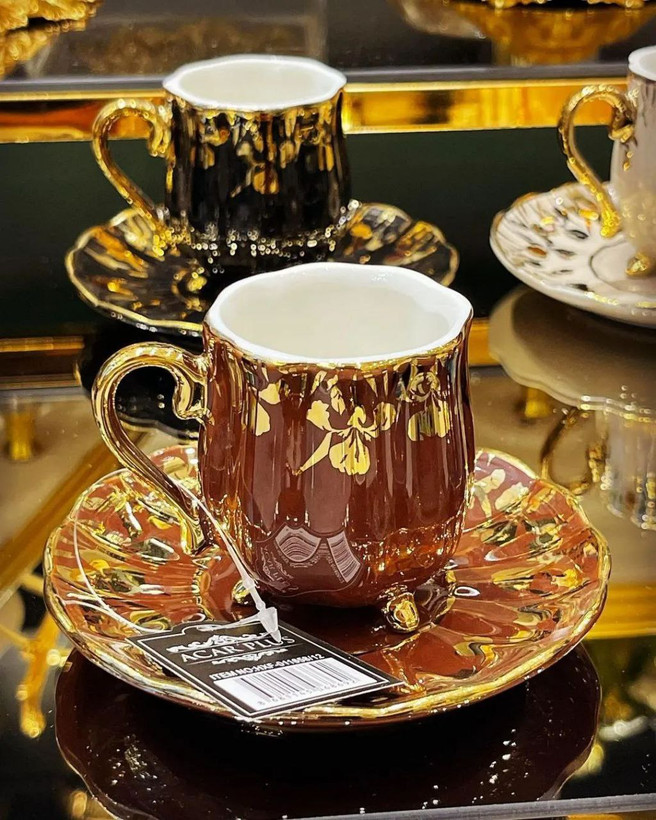 فنجان و نعلبکی قهوه خوری شش رنگ