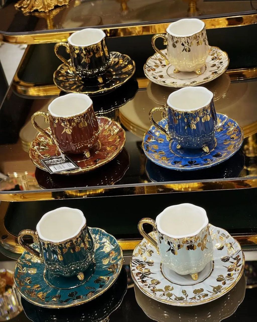 فنجان و نعلبکی قهوه خوری شش رنگ