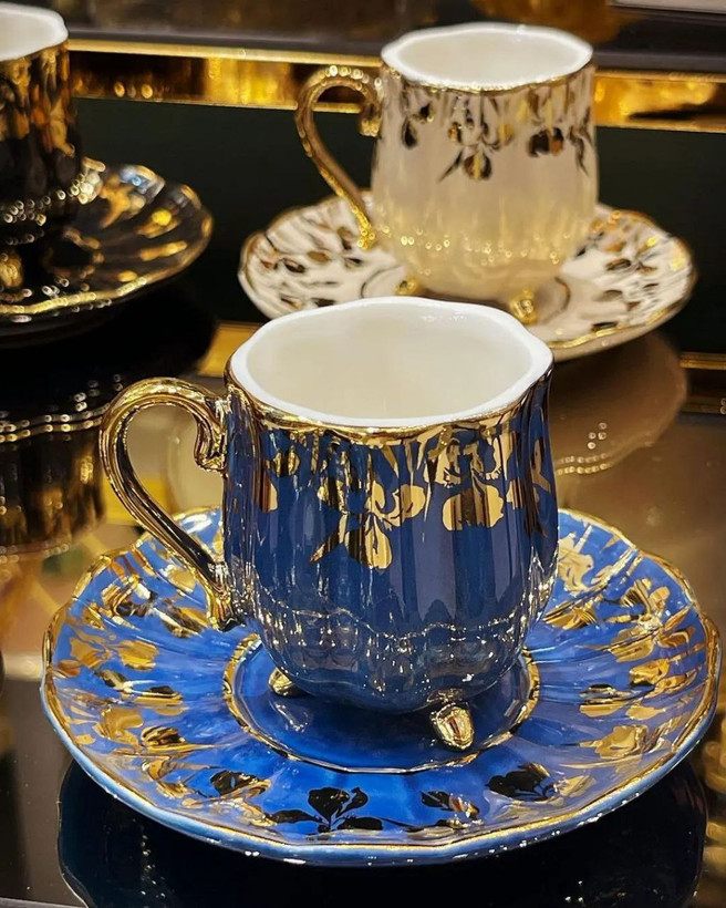 فنجان و نعلبکی قهوه خوری شش رنگ