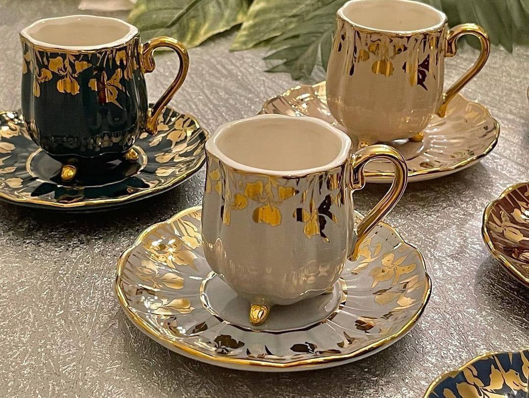 فنجان و نعلبکی قهوه خوری شش رنگ