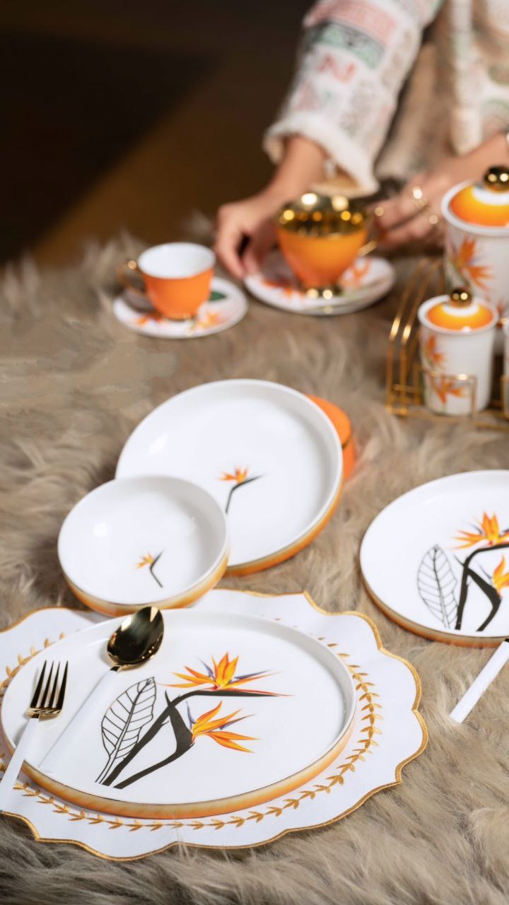سرویس غذا خوری 6 نفره 24 پارچه sembol سمبل ترکیه مدل STRELITZIA