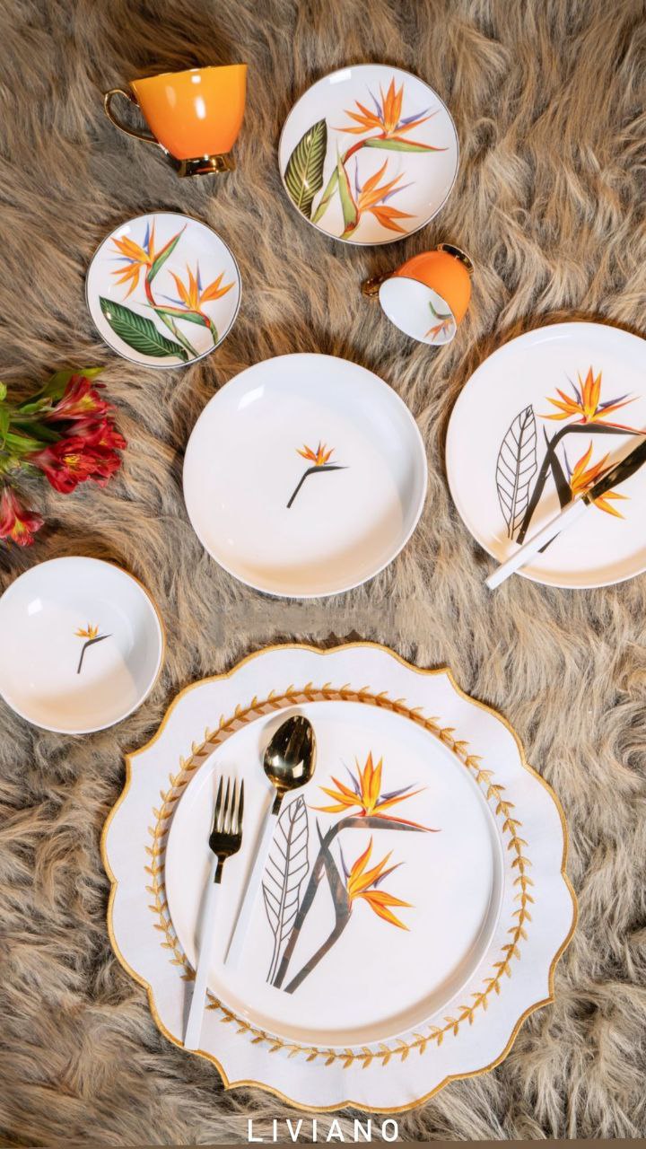 سرویس غذا خوری 6 نفره 24 پارچه sembol سمبل ترکیه مدل STRELITZIA