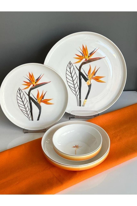 سرویس غذا خوری 6 نفره 24 پارچه sembol سمبل ترکیه مدل STRELITZIA