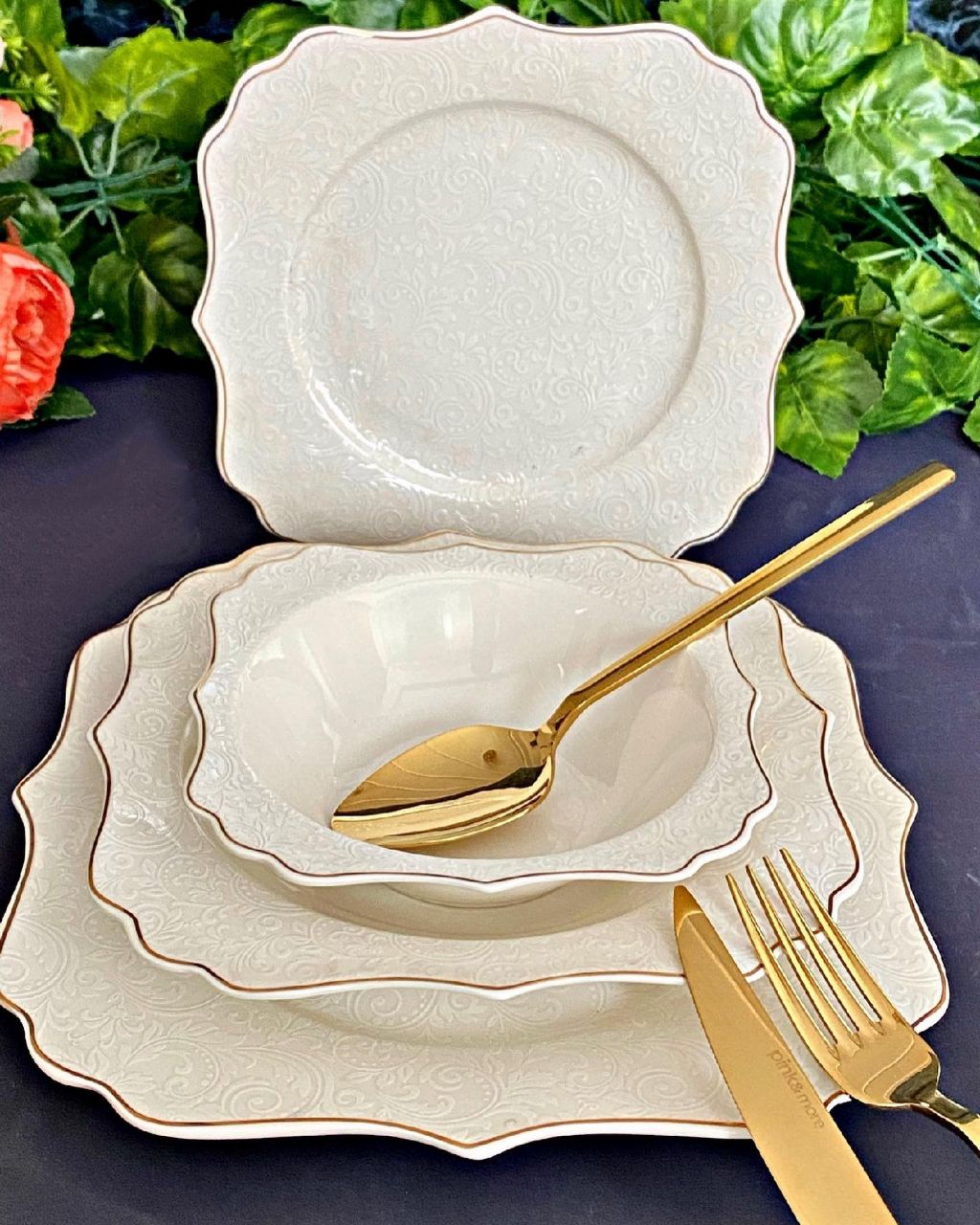 سرویس غذا خوری گل برجسته محصول acar آجار ترکیه
