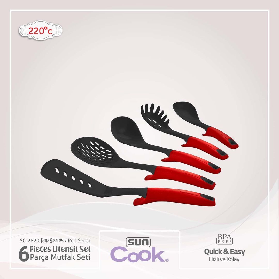 سرویس کفگیر و ملاقه سیلیکونی نسوز sun cook ترکیه