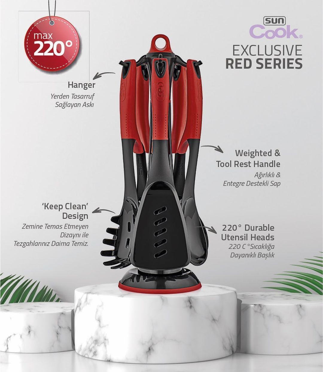 سرویس کفگیر و ملاقه سیلیکونی نسوز sun cook ترکیه