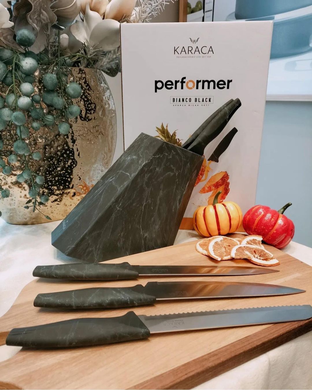 سرویس چاقو karaca ترکیه مدل performer Bianco black