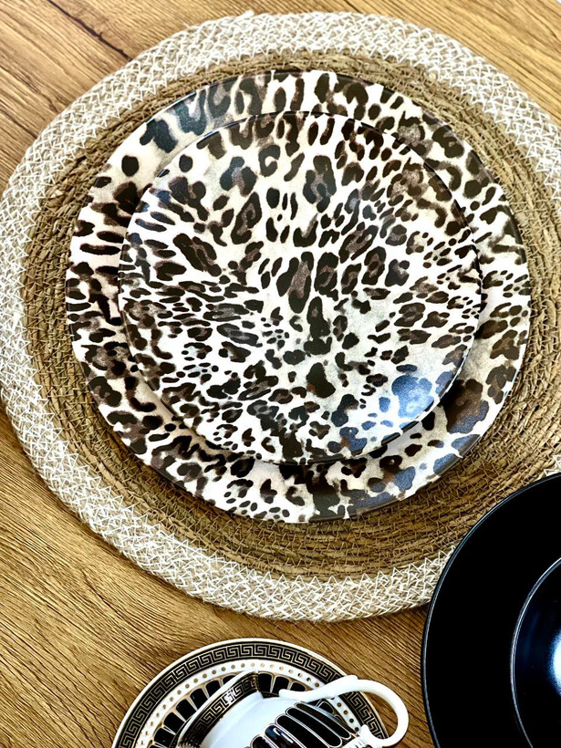 سرویس غذا خوری 6 نفره 24 پارچه keramika کرامیکا ترکیه مدل leopar پلنگی