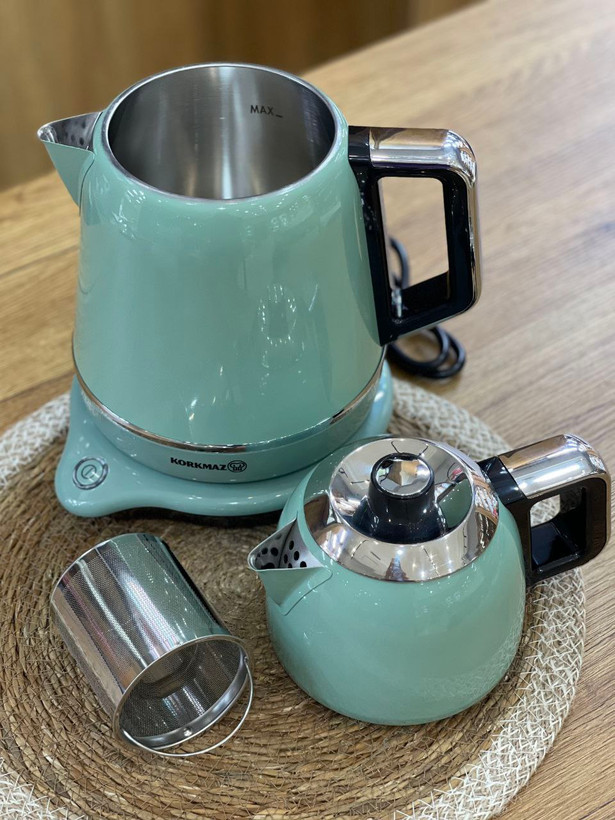 چای ساز استیل دمیکس محصول korkmaz ترکیه