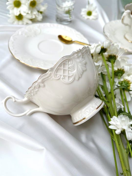 ست چای و قهوه خوری گل برجسته Roz محصول ipek ترکیه
