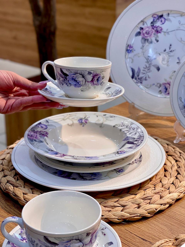 سرویس غذا خوری شش نفره 30 پارچه purple flower وارداتی gupan