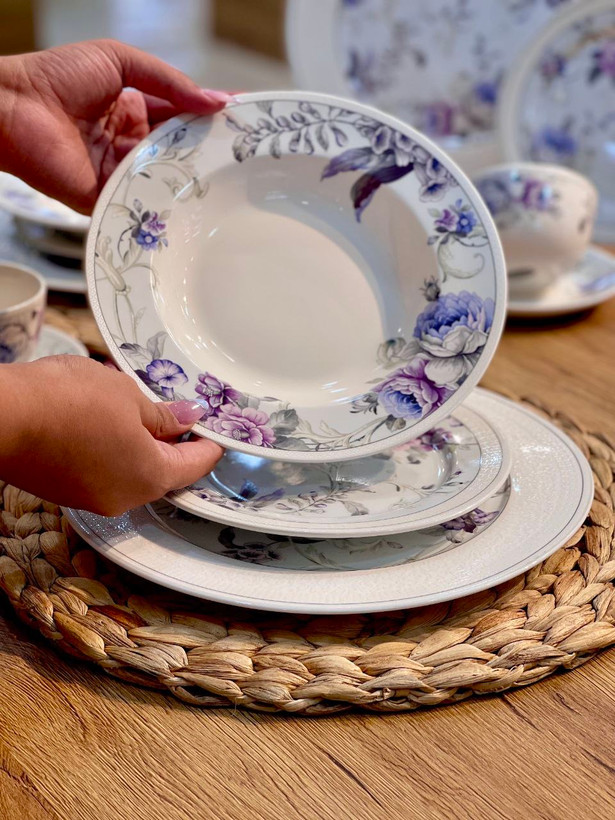 سرویس غذا خوری شش نفره 30 پارچه purple flower وارداتی gupan