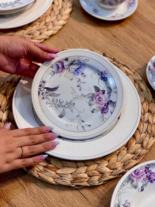 سرویس غذا خوری شش نفره 30 پارچه purple flower وارداتی gupan