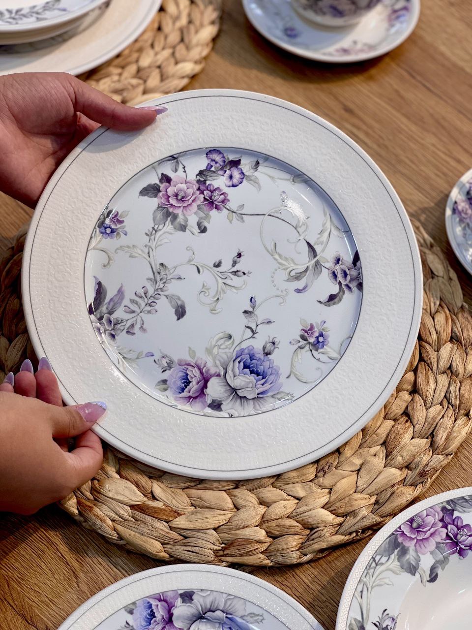 سرویس غذا خوری شش نفره 30 پارچه purple flower وارداتی gupan