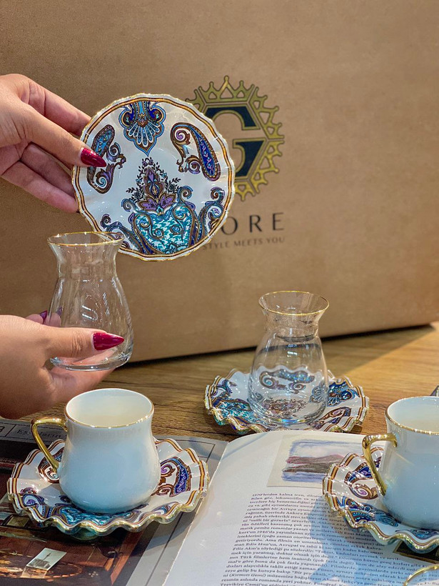 ست چای خوری و قهوه خوری Sartre cobal محصول Glore ترکیه