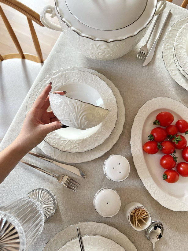 سرویس غذا خوری ۱۲ نفره ۵۵ پارچه ipek ایپک ترکیه دور سیلور