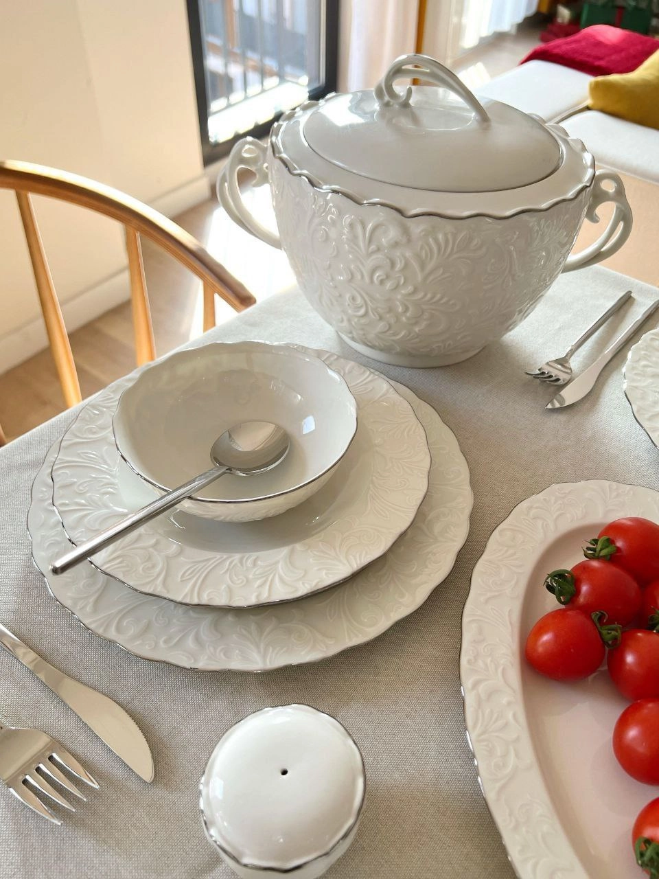 سرویس غذا خوری ۱۲ نفره ۵۵ پارچه ipek ایپک ترکیه دور سیلور