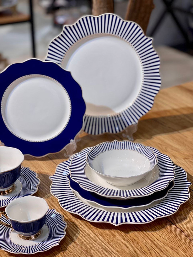 جدیدترین سرویس کامل غذا خوری و پذیرایی Striped blue محصول ترکیه