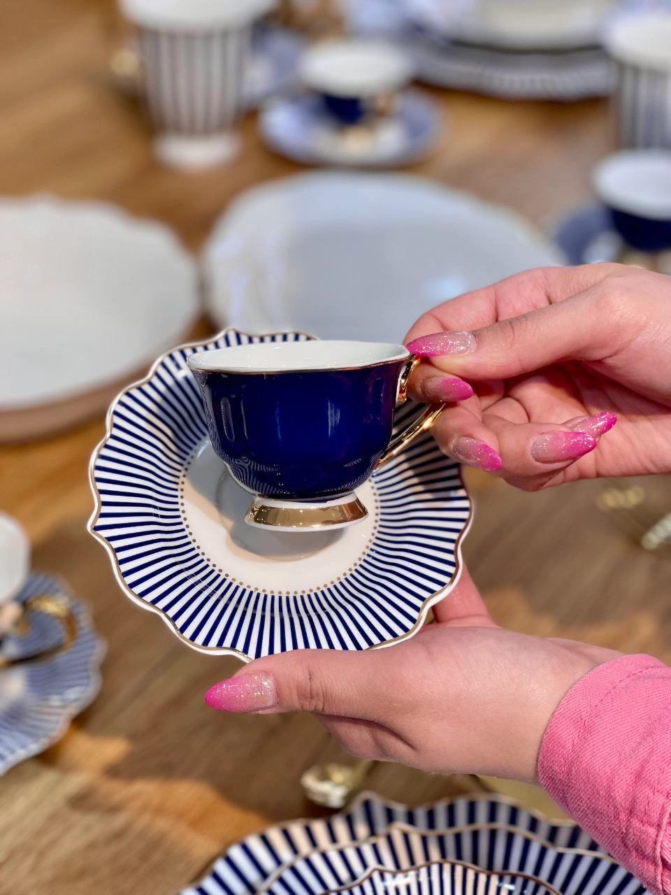 جدیدترین سرویس کامل غذا خوری و پذیرایی Striped blue محصول ترکیه