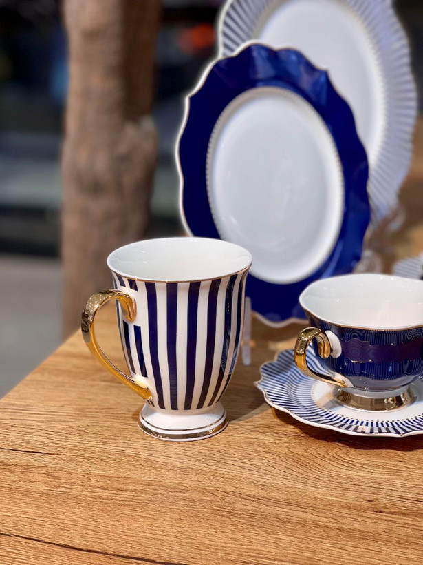 جدیدترین سرویس کامل غذا خوری و پذیرایی Striped blue محصول ترکیه