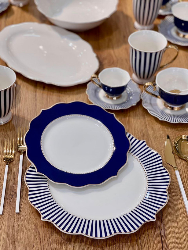 جدیدترین سرویس کامل غذا خوری و پذیرایی Striped blue محصول ترکیه