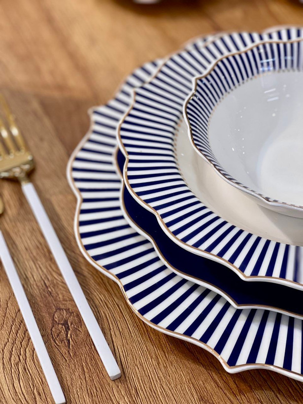 جدیدترین سرویس کامل غذا خوری و پذیرایی Striped blue محصول ترکیه