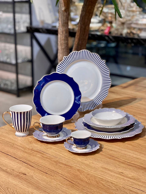 جدیدترین سرویس کامل غذا خوری و پذیرایی Striped blue محصول ترکیه