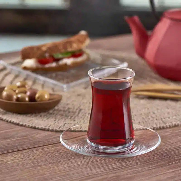 استکان و نعلبکی کمر باریک HEYBELI محصول Paşabahçe ترکیه
