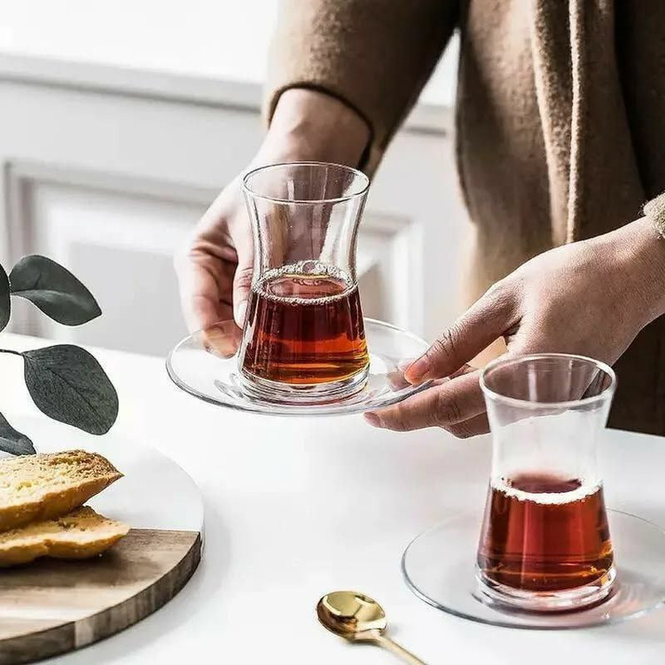 استکان و نعلبکی کمر باریک HEYBELI محصول Paşabahçe ترکیه