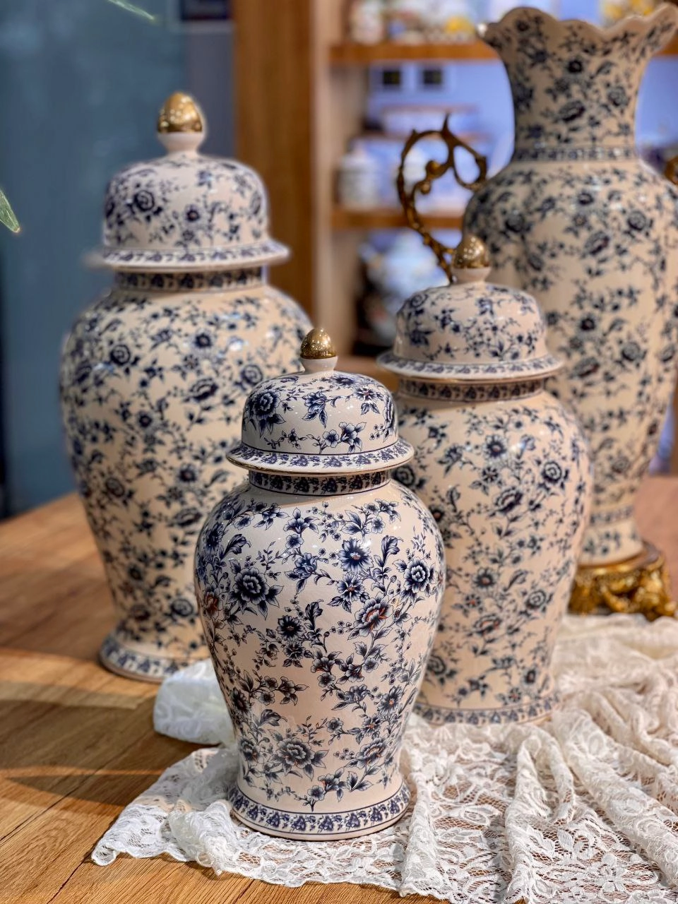 جینجر و گلدان کنار سالنی Vintage blue محصول وارداتی