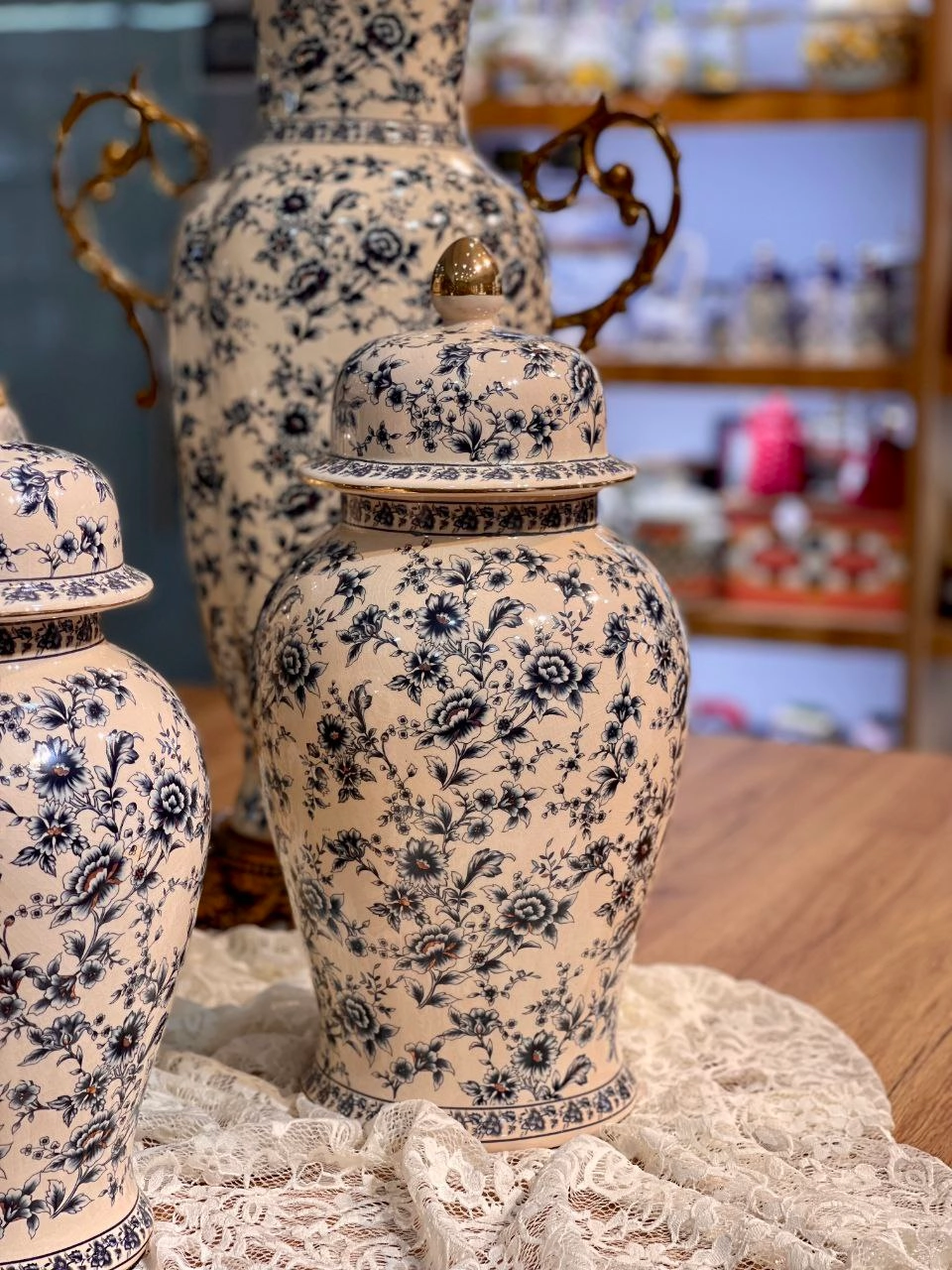 جینجر و گلدان کنار سالنی Vintage blue محصول وارداتی