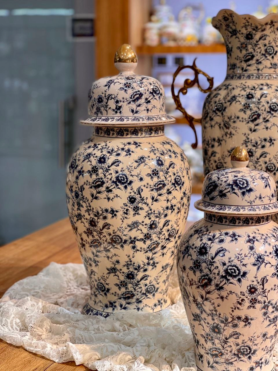 جینجر و گلدان کنار سالنی Vintage blue محصول وارداتی