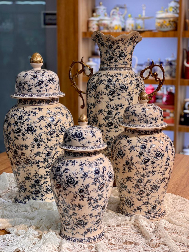 جینجر و گلدان کنار سالنی Vintage blue محصول وارداتی