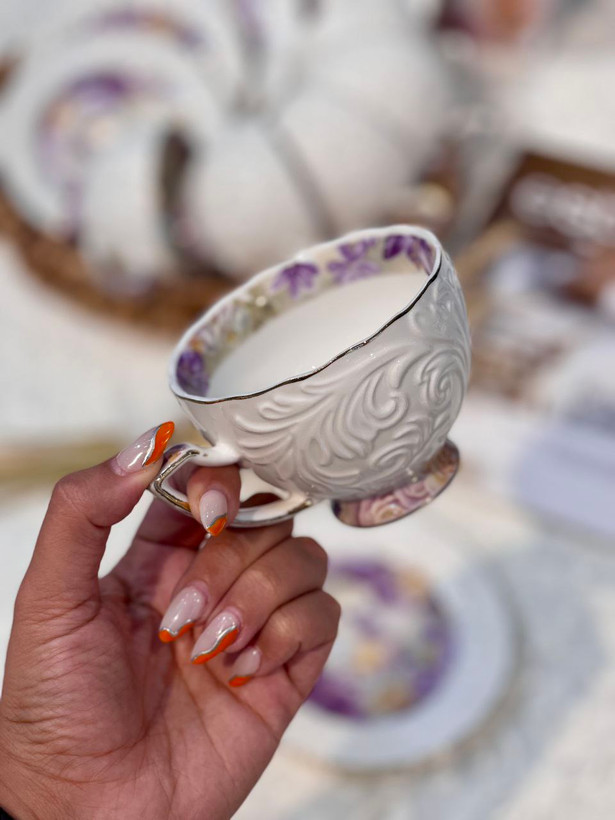 ست چای و قهوه خوری گل برجسته
