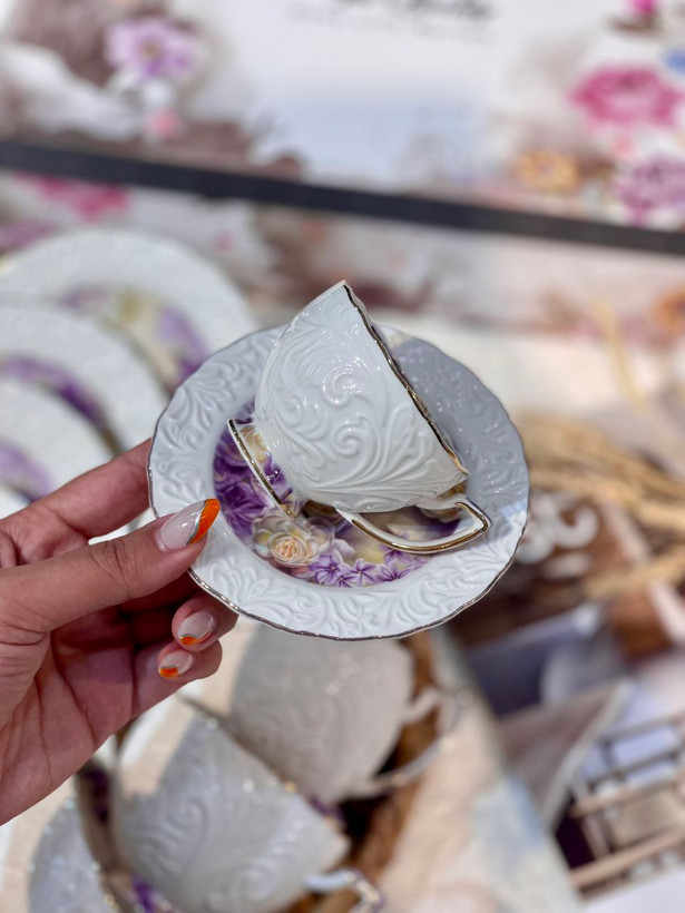 ست چای و قهوه خوری گل برجسته