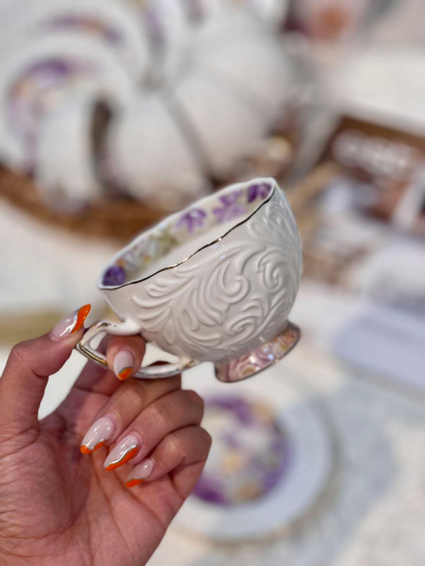 ست چای و قهوه خوری گل برجسته