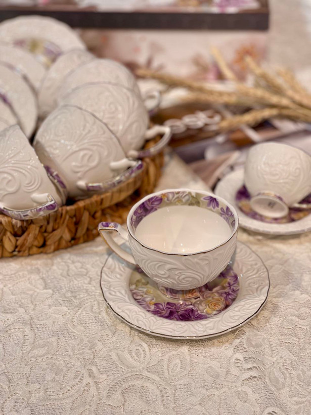 ست چای و قهوه خوری گل برجسته