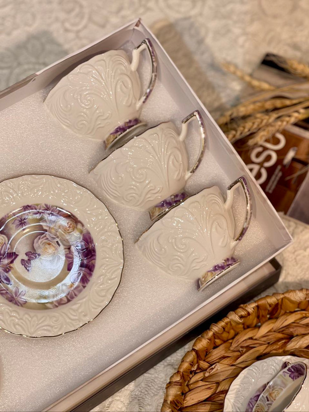 ست چای و قهوه خوری گل برجسته
