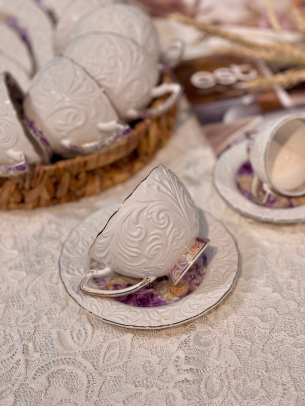 ست چای و قهوه خوری گل برجسته
