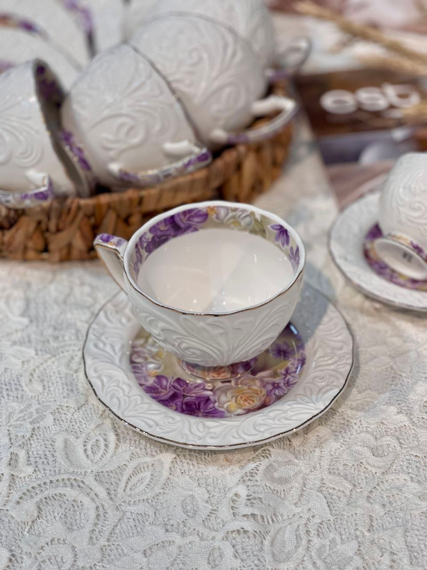 ست چای و قهوه خوری گل برجسته