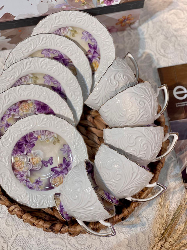 ست چای و قهوه خوری گل برجسته