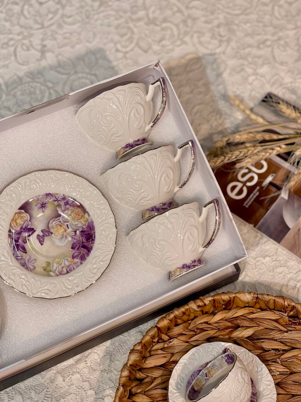 ست چای و قهوه خوری گل برجسته