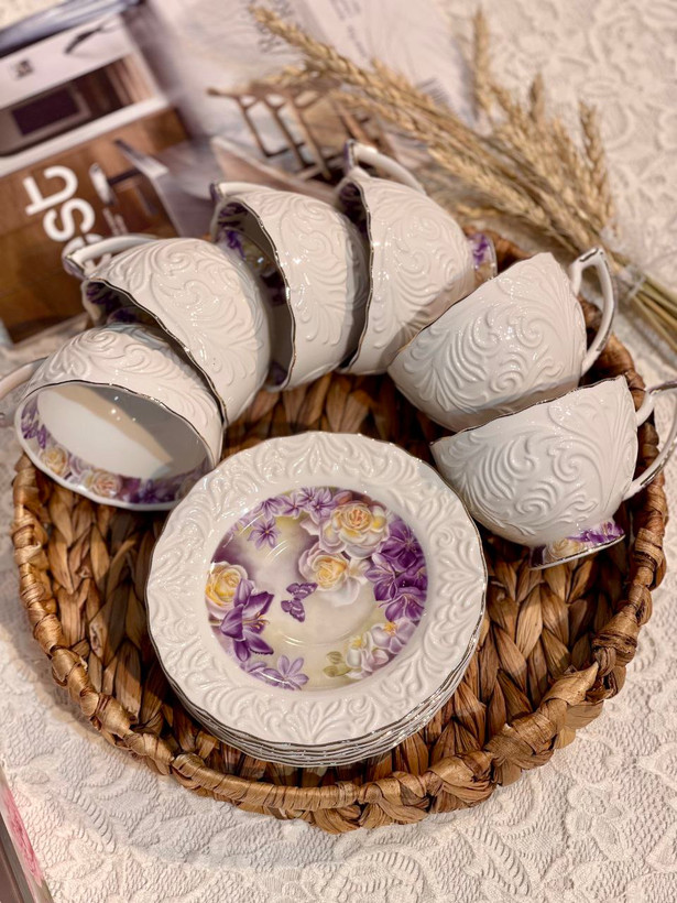ست چای و قهوه خوری گل برجسته