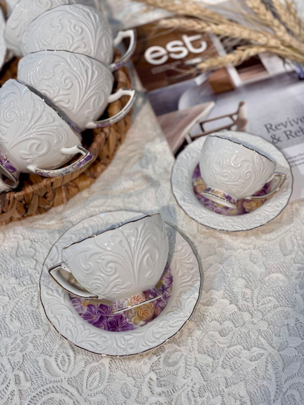 ست چای و قهوه خوری گل برجسته