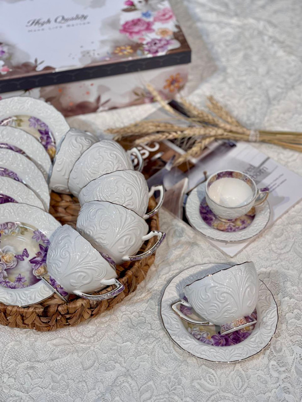 ست چای و قهوه خوری گل برجسته