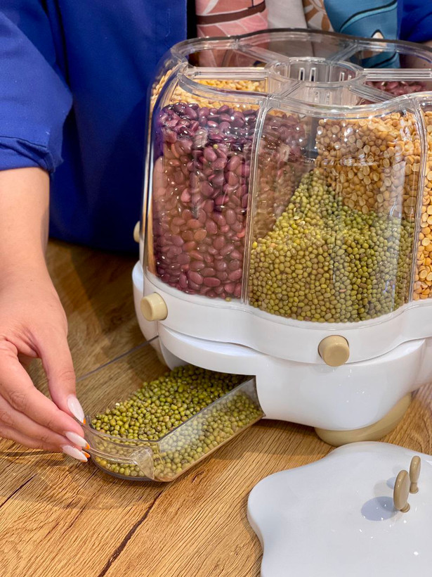 شارژ مجدد با سایز بزرگتر جا حبوباتی گردان شش خانه