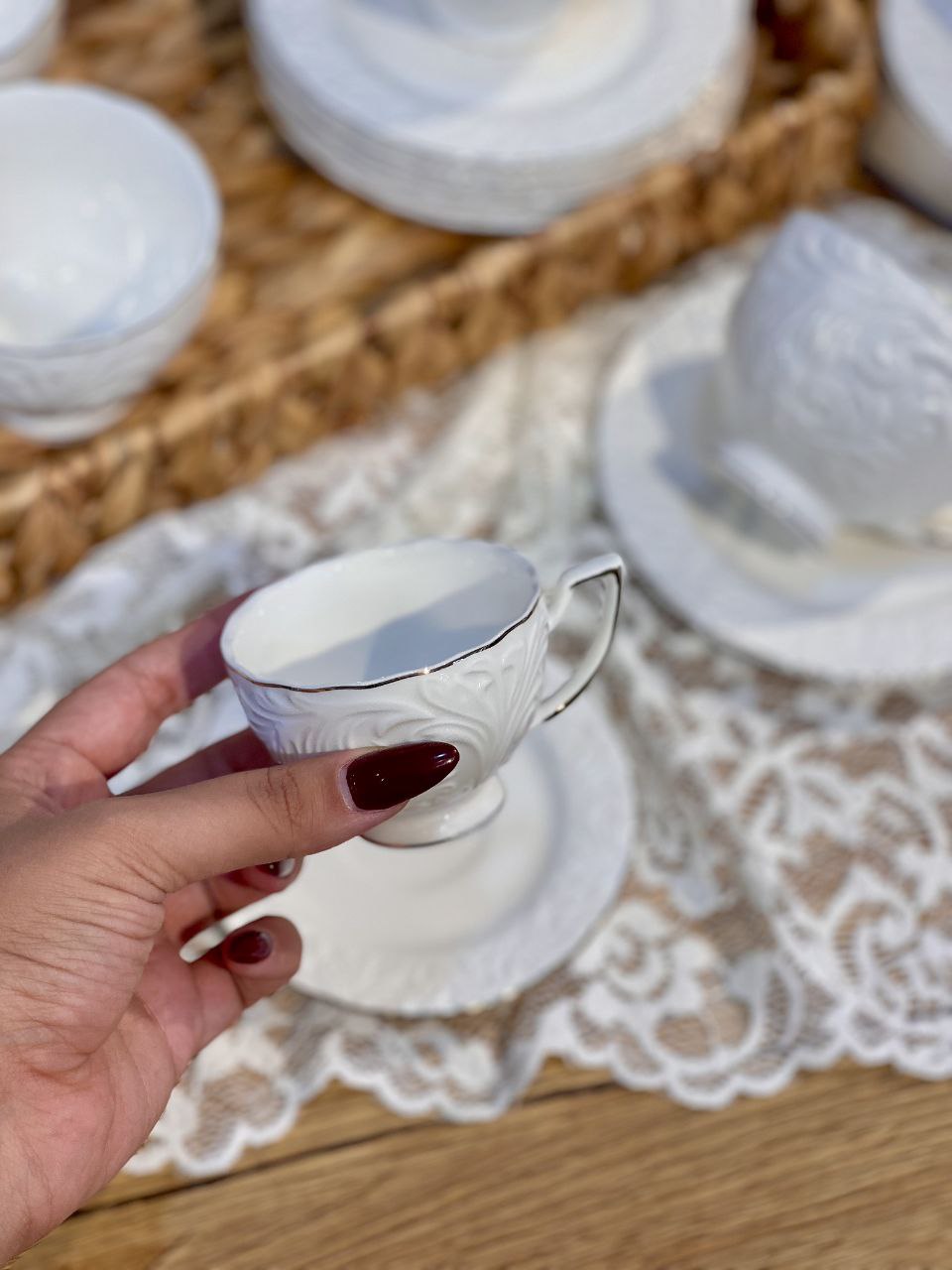 ست چای و قهوه خوری گل برجسته محصول Şahin ترکیه
