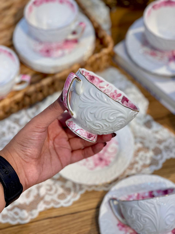 ست چای و قهوه خوری گل برجسته محصول Şahin ترکیه