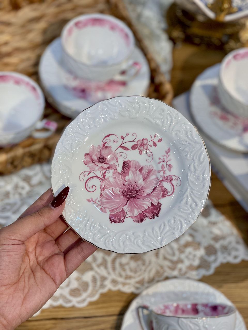 ست چای و قهوه خوری گل برجسته محصول Şahin ترکیه