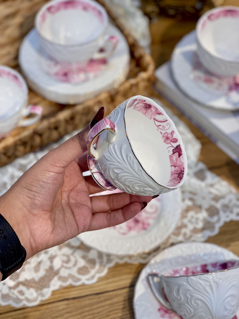 ست چای و قهوه خوری گل برجسته محصول Şahin ترکیه